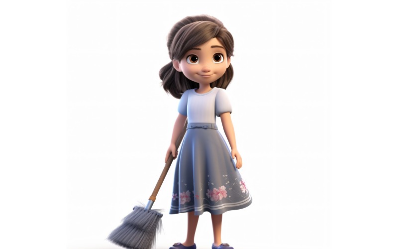 3D Pixar Character Child Girl met relevante omgeving 16