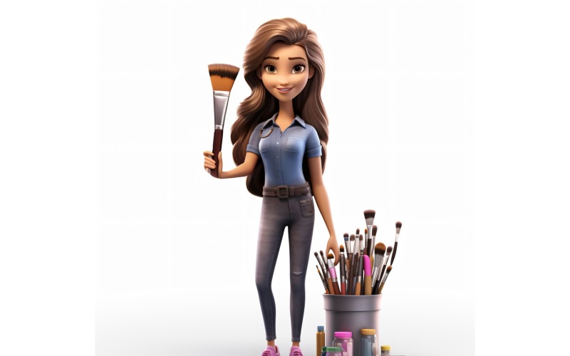 3D Pixar Character Child Girl met relevante omgeving 22