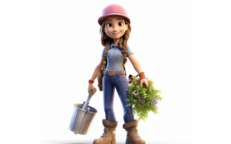 3D Pixar Character Child Girl met relevante omgeving 29