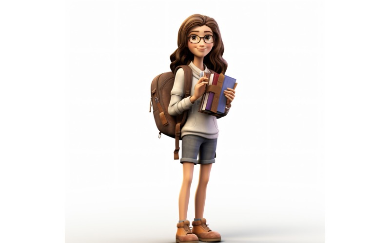 3D-Pixar-Charakter, Kind, Mädchen mit entsprechender Umgebung 55