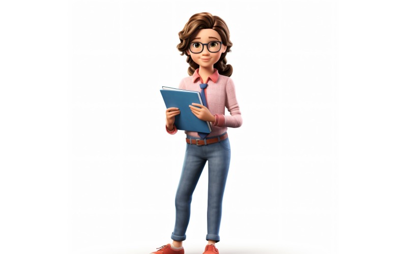 3D-Pixar-Charakter Kind Mädchen mit relevanter Umgebung 37