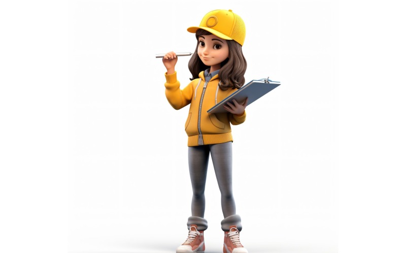 3D-Pixar-Charakter, Kind, Mädchen mit relevanter Umgebung 39