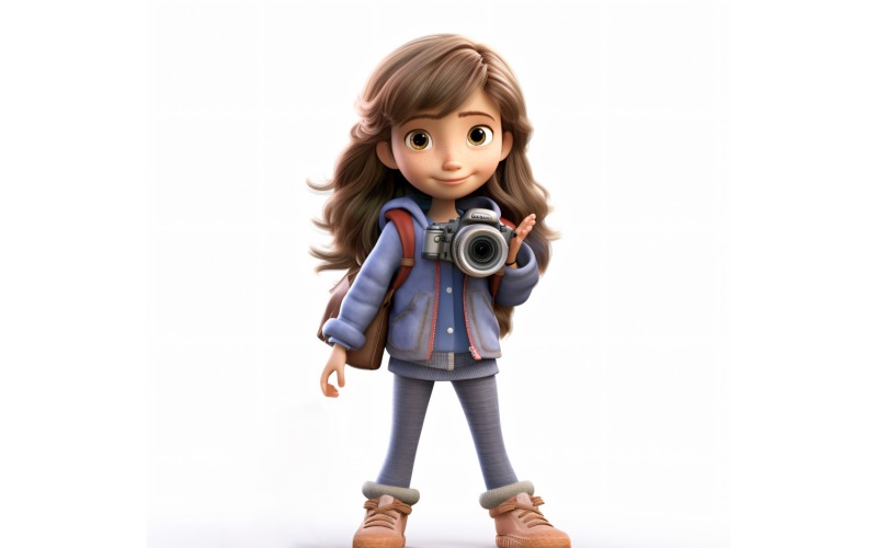Personaggio 3D pixar Bambina con ambiente pertinente 24