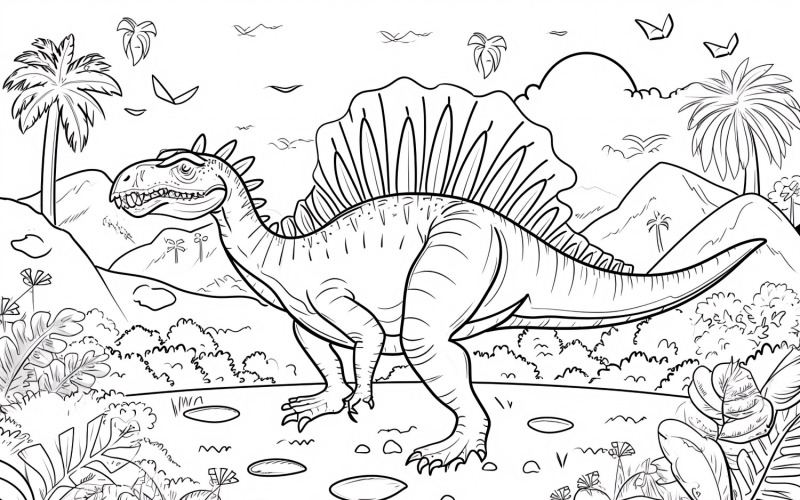 Ausmalbilder Spinosaurus Dinosaurier 2