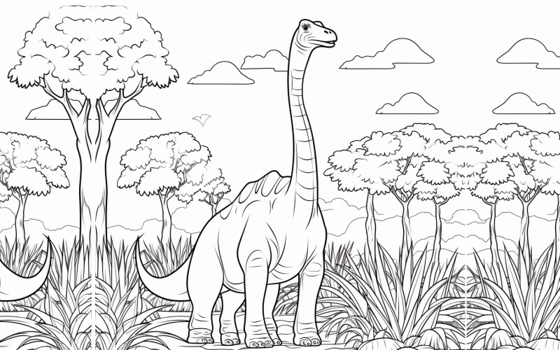 Brachiosaurus Dinosaur målarbok 4