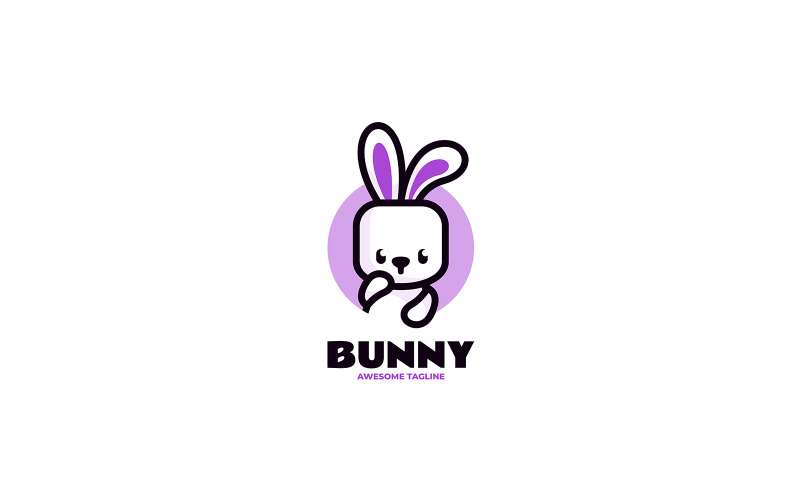 Logotipo de mascote simples de coelho 2
