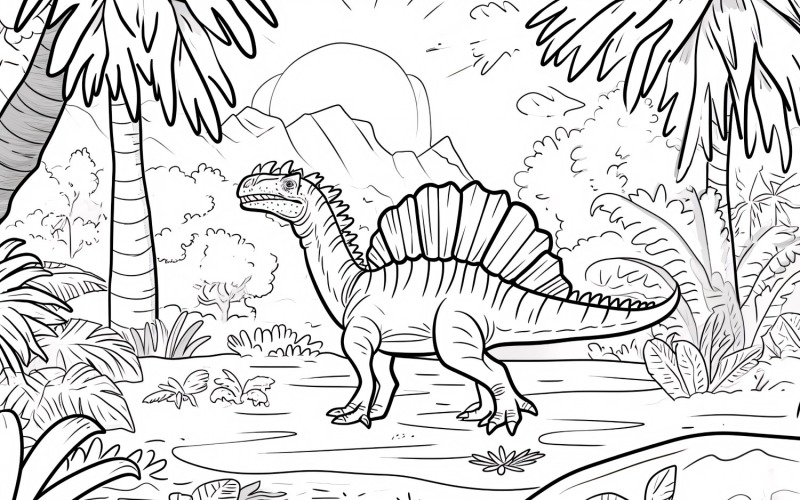 棘龙恐龙着色页 6