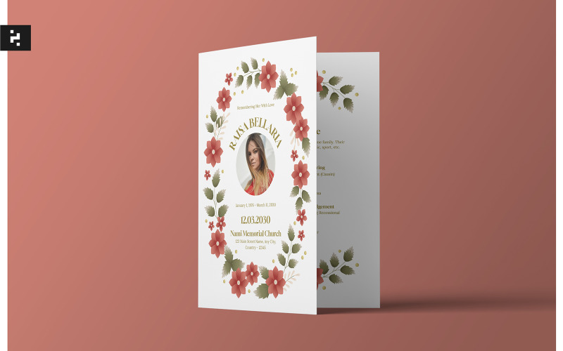Programme funéraire floral minimal blanc