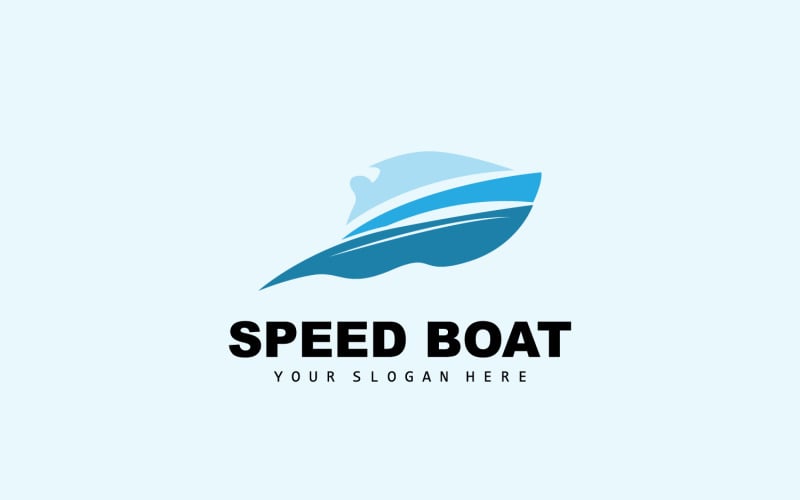 Скоростной катер с логотипом корабля и парусника DesignV9