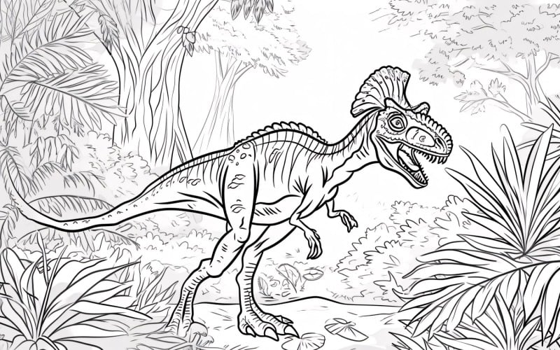 Coloriage Dinosaure Dilophosaure 4