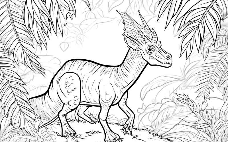 Coloriage Dinosaure Parasaurolophus 2