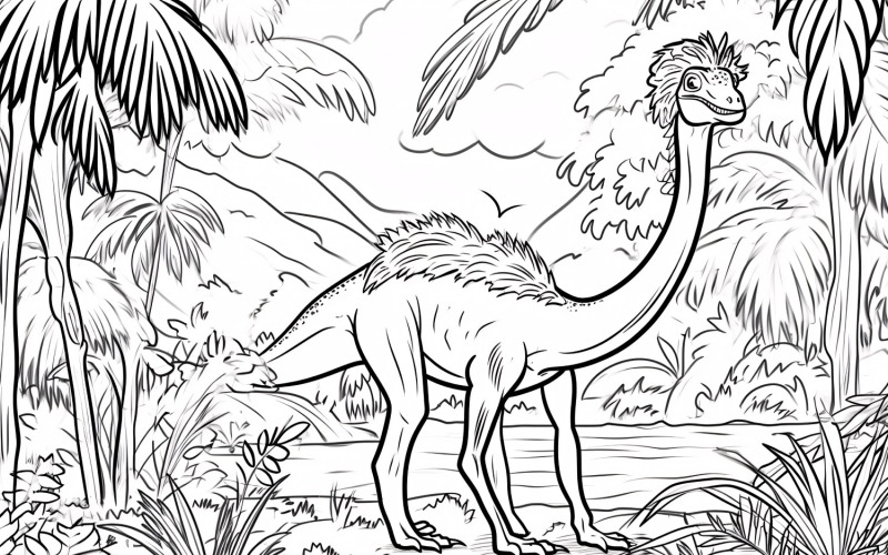 Coloriage Dinosaure Therizinosaurus 7