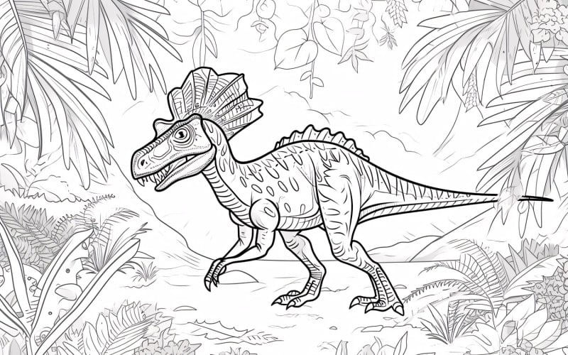 Desenhos para colorir de dinossauro Dilophosaurus 3.