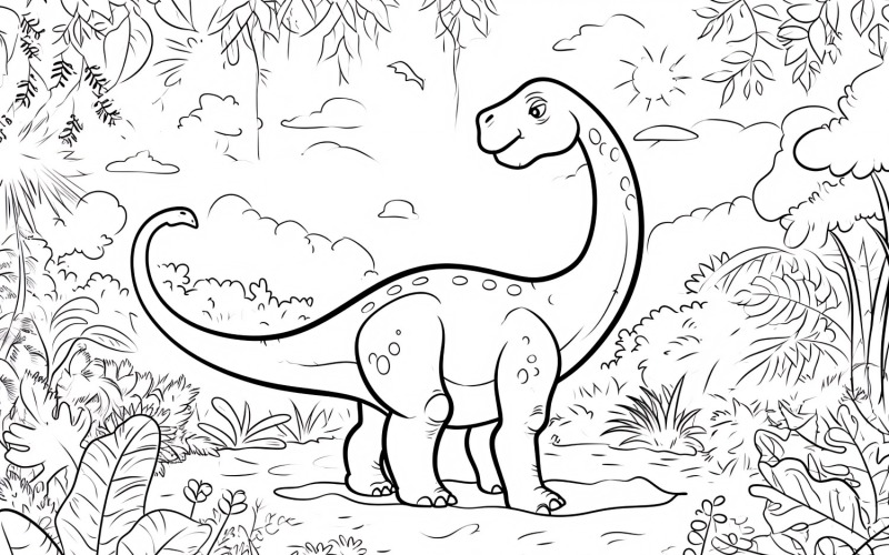 Diplodocus Dinosaur színező oldalak 1