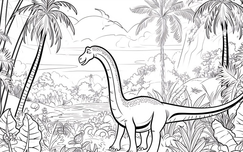 Diplodocus Dinosaur színező oldalak 3