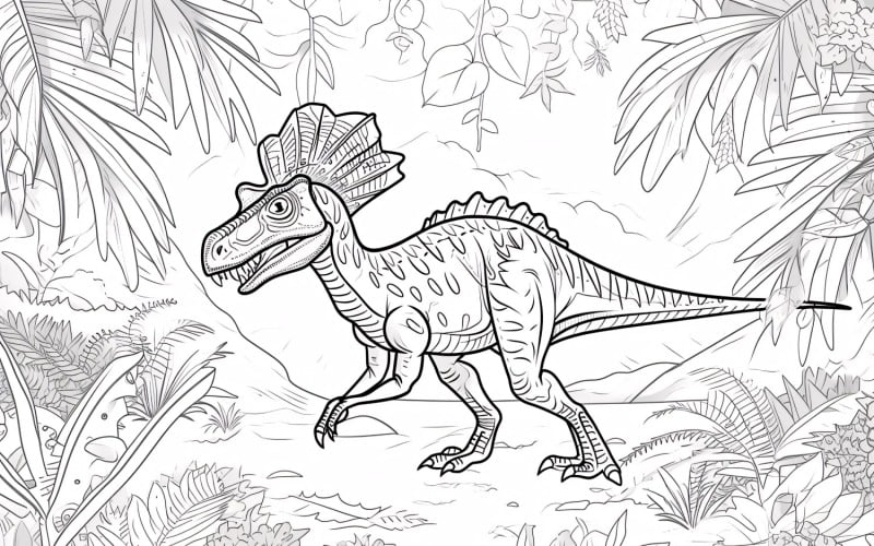 Malvorlagen 3 zum Thema Dilophosaurus-Dinosaurier.