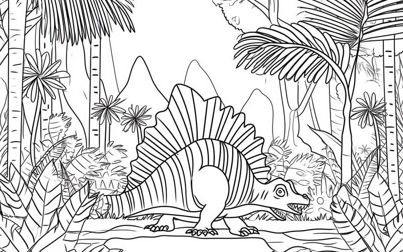 Coloriage Dinosaure Dimétrodon 3