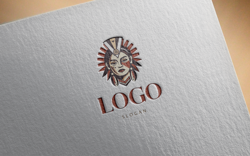 Элегантный логотип ацтекской женщины -018-23