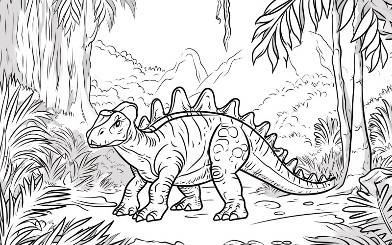 Nodosaurus Dinosaur målarbok 4