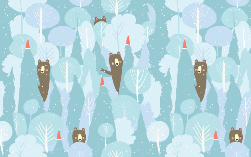 Diseño de Navidad de patrón de bosque de invierno de vector transparente