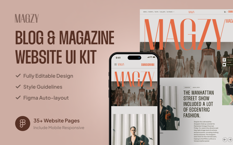 Magzy — zestaw interfejsu użytkownika witryny blogów i magazynów