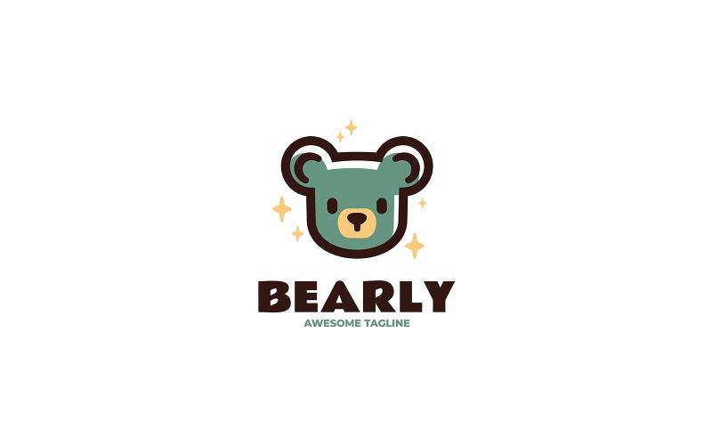 Modèle de logo de mascotte simple ours 3