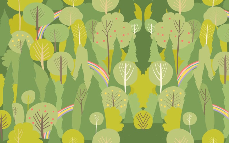 Modello di foresta estiva vettoriale senza soluzione di continuità Estate indietro