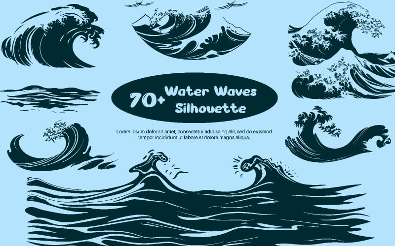 Oltre 70 silhouette di onde d'acqua