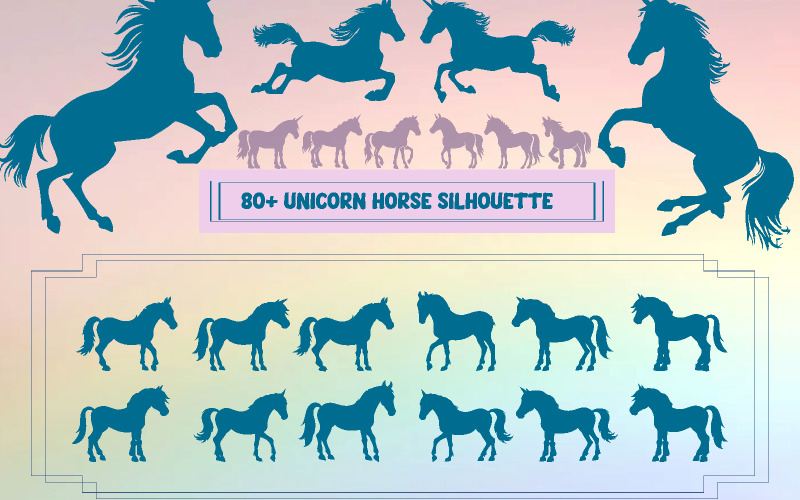 Oltre 80 silhouette di cavallo unicorno