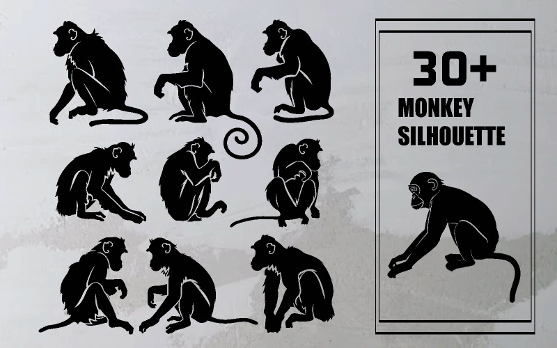Silueta zvířete opice 30+