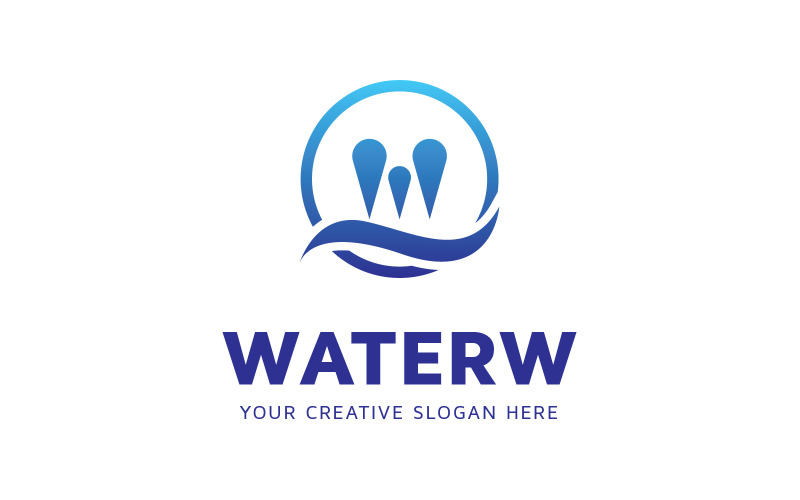 W Water Logo Design Template FREE