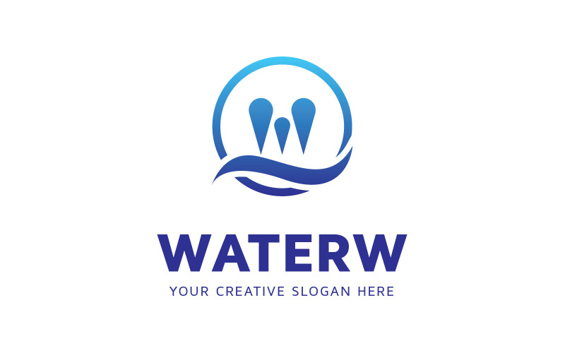 W Water Logo ontwerpsjabloon GRATIS
