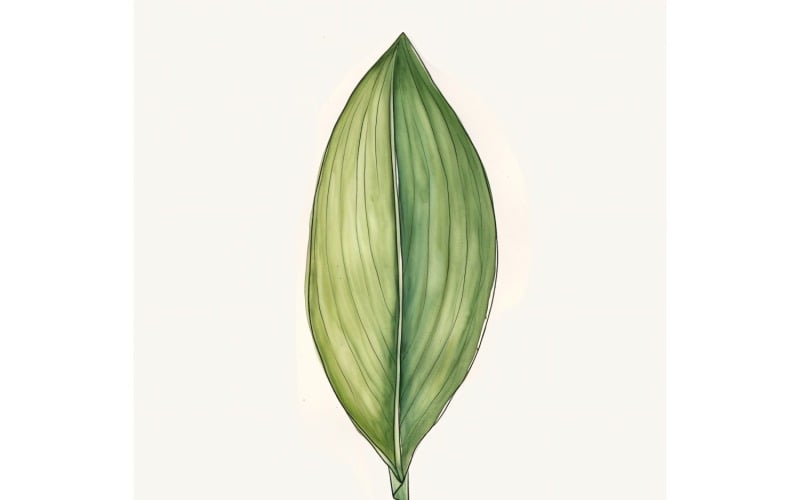 Aspidistra deixa pintura estilo aquarela 4