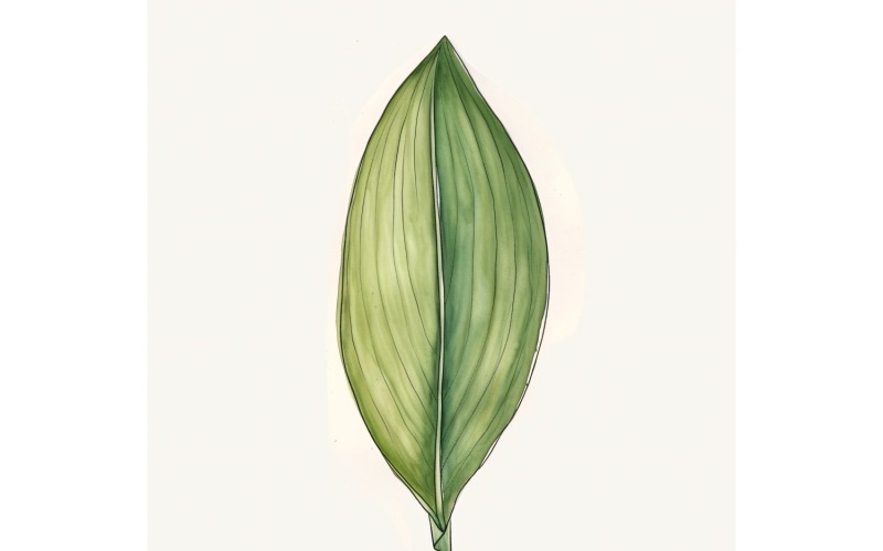 Aspidistra löv akvarellmålning 4