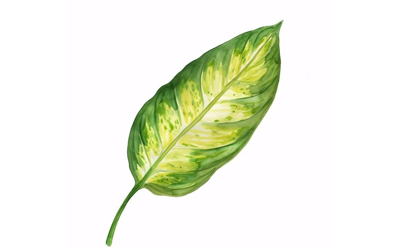 Dieffenbachia löv, akvarellmålning 3