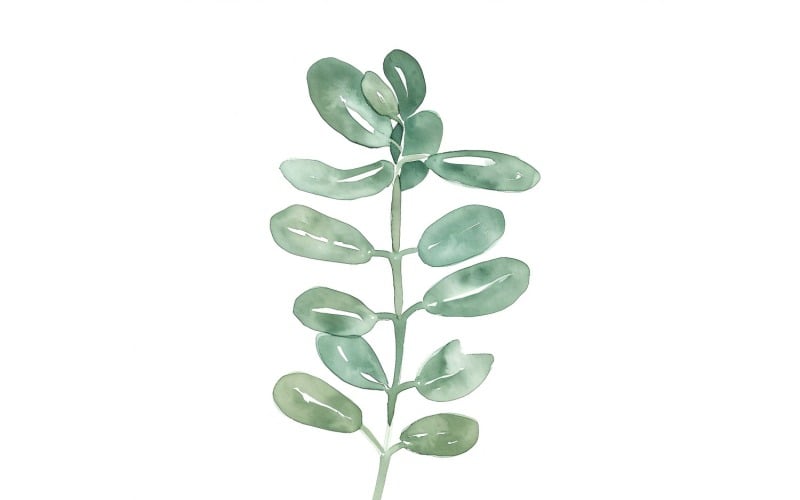 Jade bladeren aquarelstijl schilderij 1