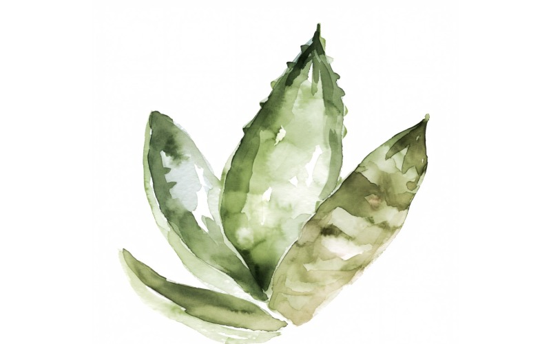 Pintura estilo acuarela de hojas de Haworthia 1