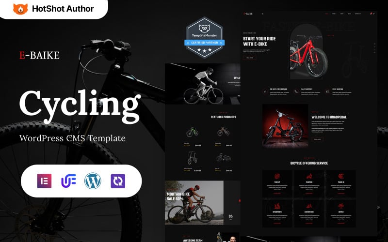 E-Baike - Tema WordPress Elementor para ciclismo e loja de bicicletas