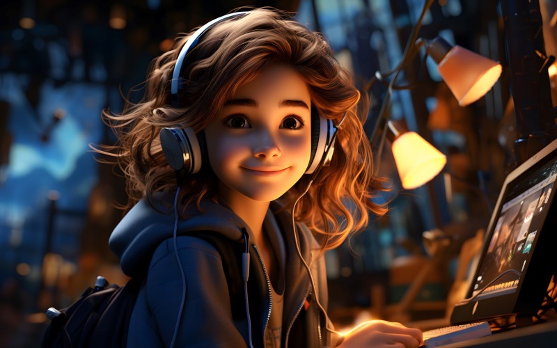 3D Character Girl Software_Developer environnement pertinent 8