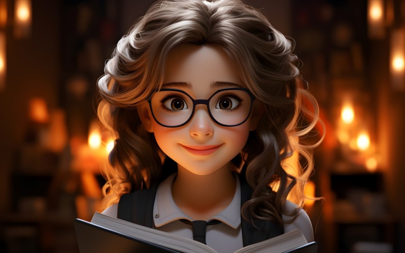 3D-персонаж-девочка-учительница с соответствующей средой 4
