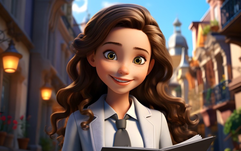 3D Pixar-personage Meisje Vastgoedadviseur 4