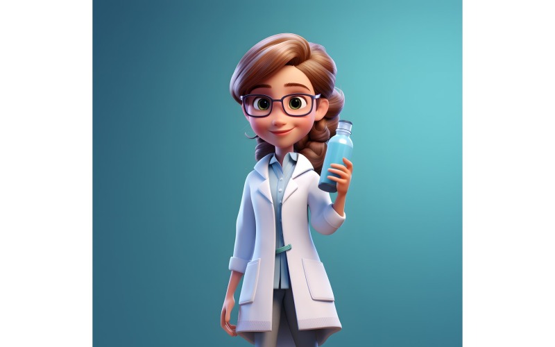Personaje 3D Niña Científica con entorno relevante 14