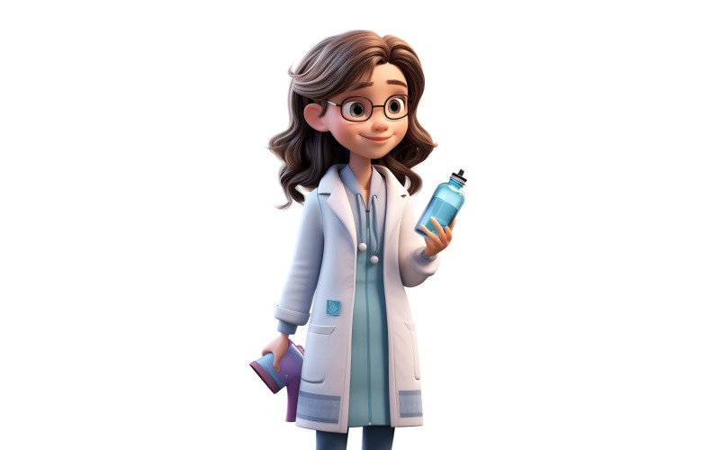 Personnage 3D Enfant Fille Scientifique avec environnement pertinent 7