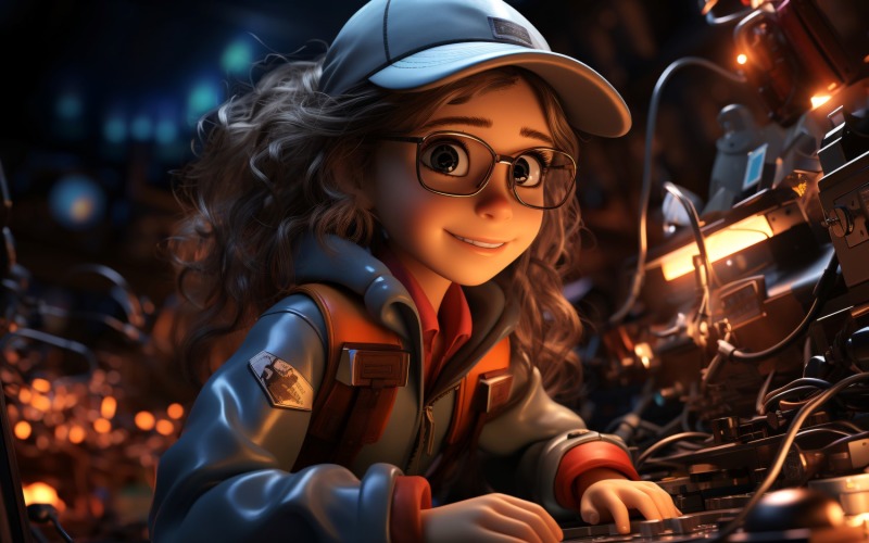 Svářečka 3D postavy Dětská dívka s příslušným prostředím 4