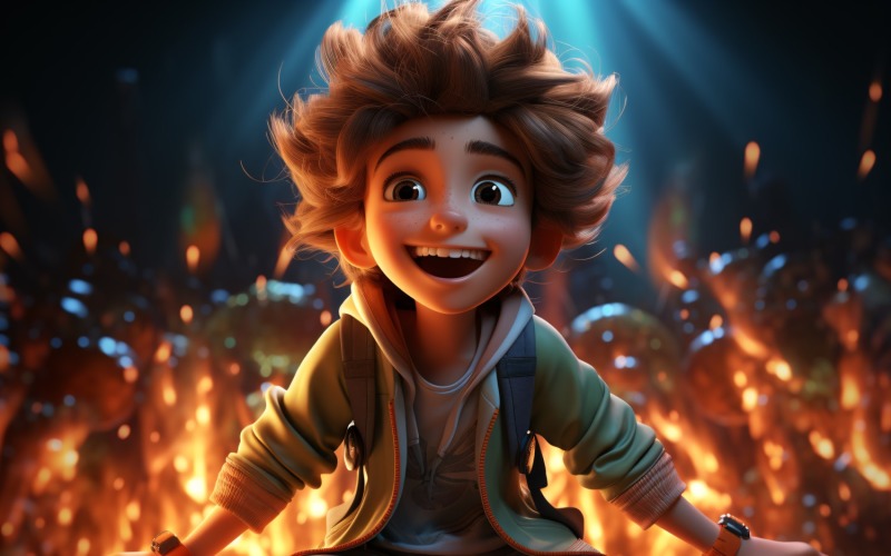 3D-персонаж дитина-хлопчик танцюрист із відповідним середовищем 2