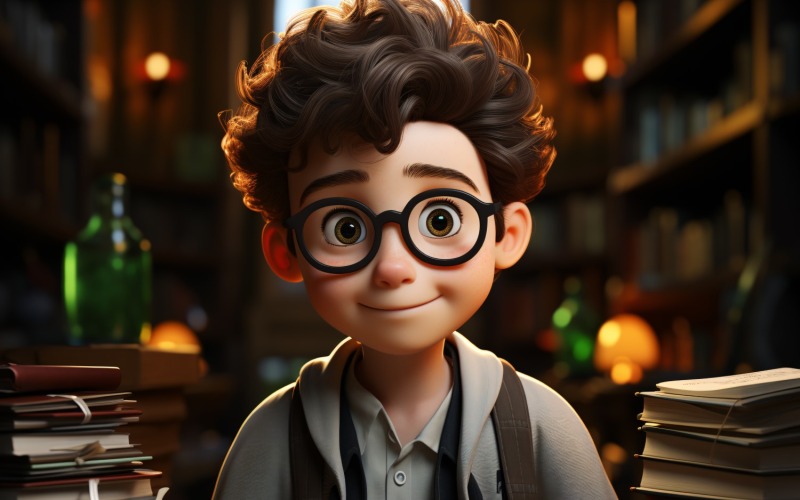 3D Pixar Character Boy Miljöforskare 1