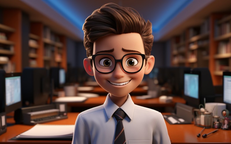 Asesor financiero de personaje 3D Boy con entorno relevante 5