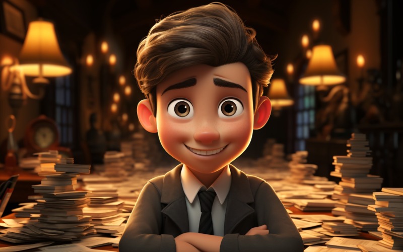 Conseiller financier 3D Character Boy avec environnement pertinent 6