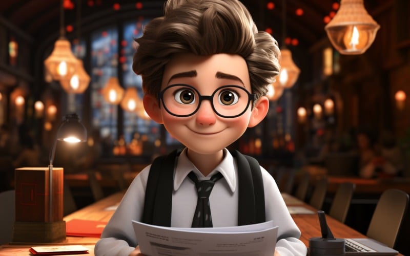 3D Character Child Boy Journalist with relevant environment 1