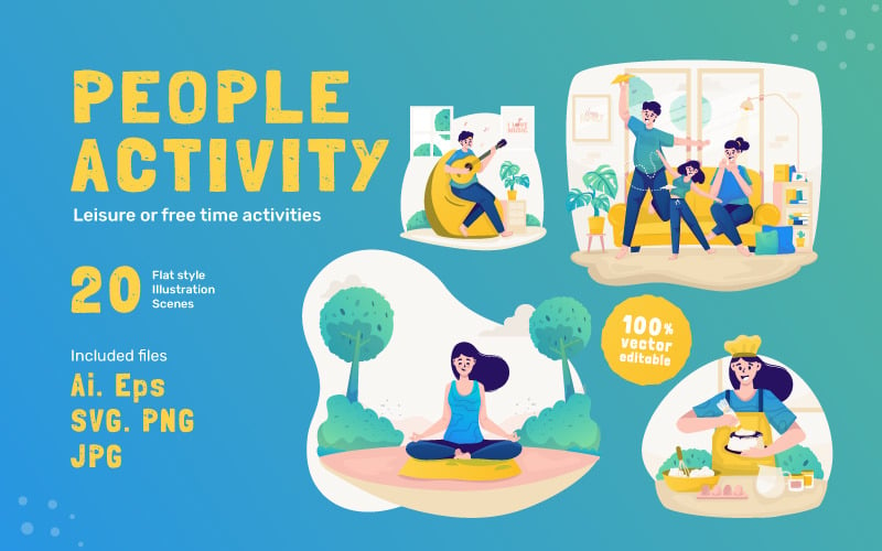 Vibrante - Set di illustrazioni per le attività delle persone